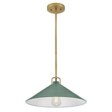 Milo Pendant Light Lacquered Brass Sage Green By Lark Living - Front View4