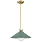 Milo Pendant Light Lacquered Brass Sage Green By Lark Living - Front View
