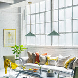Milo Pendant Light Lacquered Brass Sage Green By Lark Living - Lifestyle View