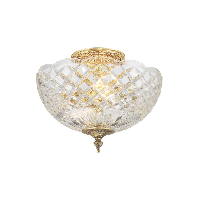 Milton Crystal Semi Flush Mount 10" Olde Brass