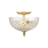 Milton Crystal Semi Flush Mount 12" Olde Brass