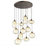 Misto Round Multi-Light Chandelier By Hammerton, Color: Amber, Number Of Lights: 11, Finish: Flat Bronze