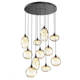 Misto Round Multi-Light Chandelier By Hammerton, Color: Amber, Number Of Lights: 11, Finish: Matte Black