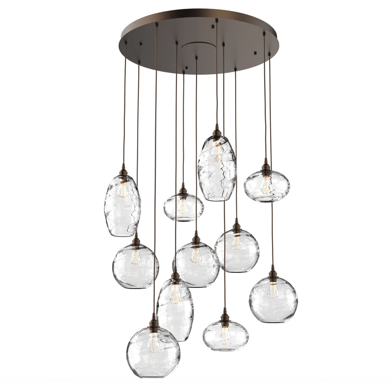 Misto Round Multi-Light Chandelier By Hammerton, Color: Clear, Number Of Lights: 11, Finish: Flat Bronze
