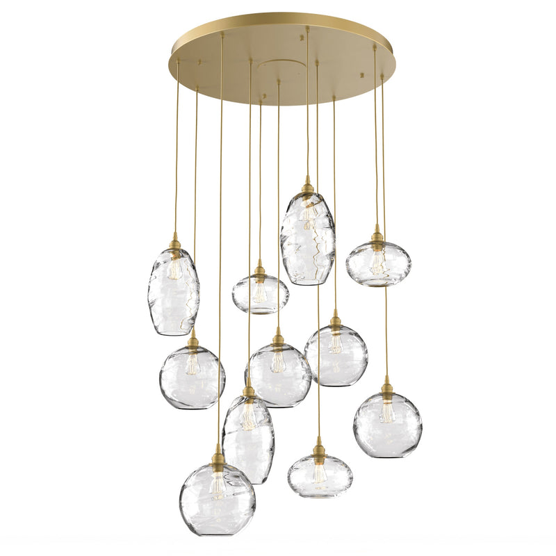 Misto Round Multi-Light Chandelier By Hammerton, Color: Clear, Number Of Lights: 11, Finish: Gilded Brass