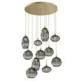 Misto Round Multi-Light Chandelier By Hammerton, Color: Smoke, Number Of Lights: 11, Finish: Gilded Brass