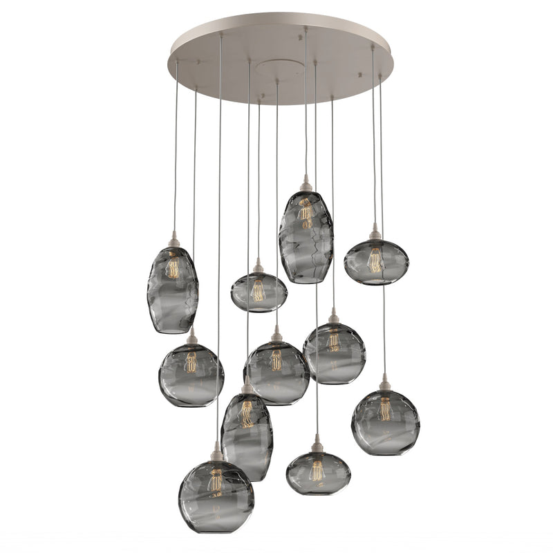 Misto Round Multi-Light Chandelier By Hammerton, Color: Smoke, Number Of Lights: 11, Finish: Metalli Beige Silver