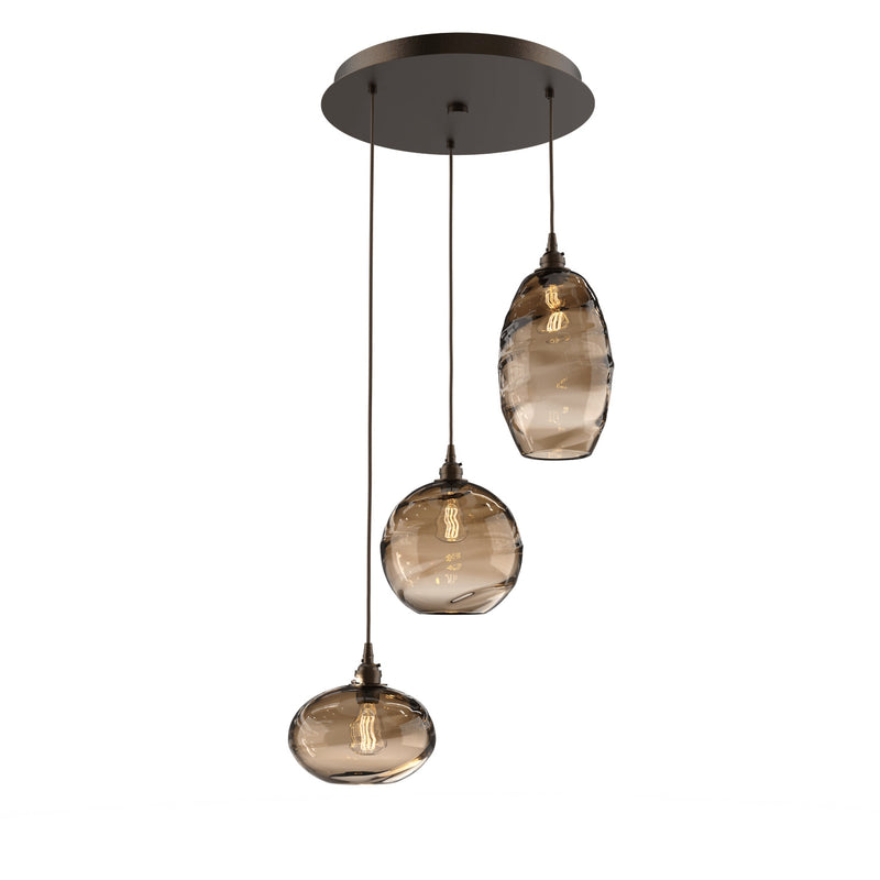 Misto Round Multi-Light Chandelier By Hammerton, Color: Bronze, Number Of Lights: 3, Finish: Flat Bronze