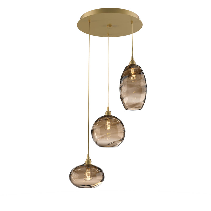 Misto Round Multi-Light Chandelier By Hammerton, Color: Bronze, Number Of Lights: 3, Finish: Gilded Brass