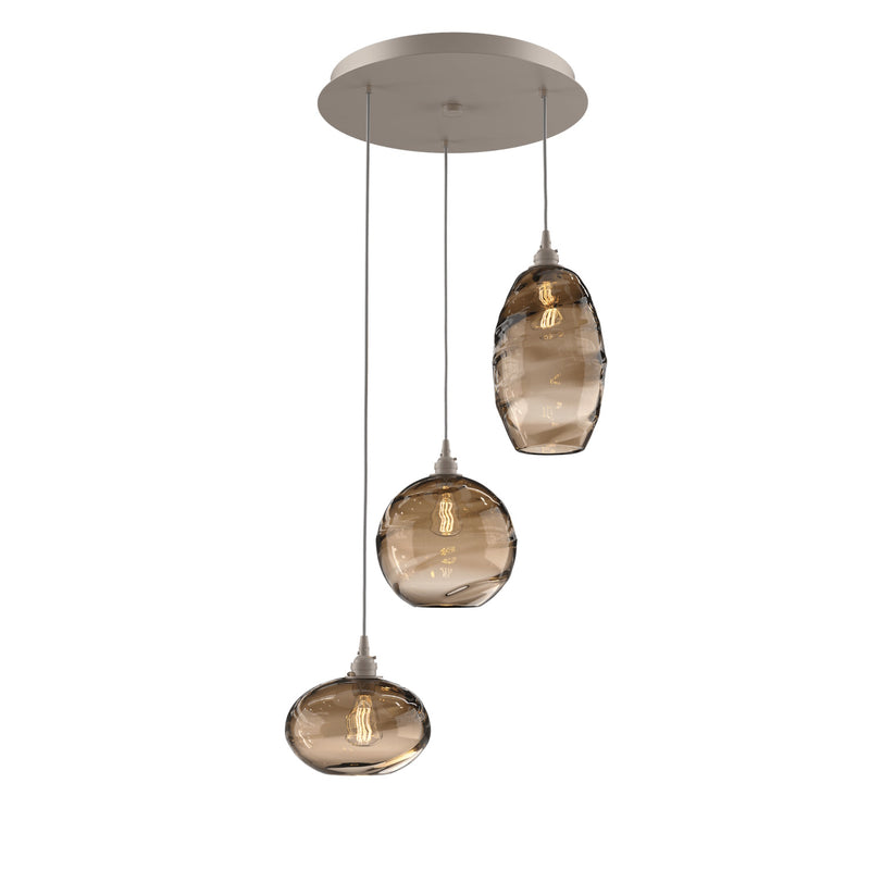 Misto Round Multi-Light Chandelier By Hammerton, Color: Bronze, Number Of Lights: 3, Finish: Metallic Beige Silver