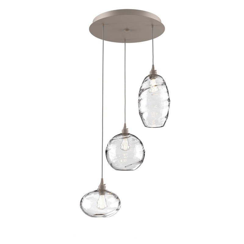 Misto Round Multi-Light Chandelier By Hammerton, Color: Clear, Number Of Lights: 3, Finish: Metallic Beige Silver