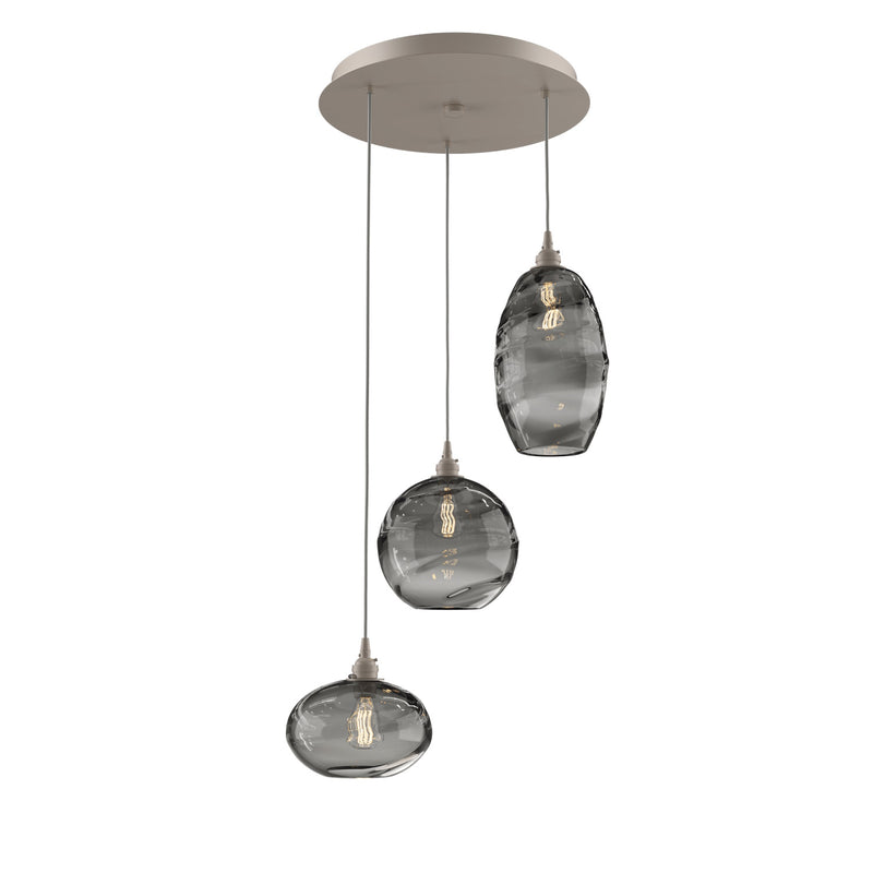 Misto Round Multi-Light Chandelier By Hammerton, Color: Smoke, Number Of Lights: 3, Finish: Metallic Beige Silver