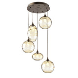 Misto Round Multi-Light Chandelier By Hammerton, Color: Amber, Number Of Lights: 5, Finish: Flat Bronze