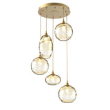 Misto Round Multi-Light Chandelier By Hammerton, Color: Amber, Number Of Lights: 5, Finish: Gilded Brass