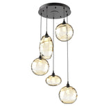 Misto Round Multi-Light Chandelier By Hammerton, Color: Amber, Number Of Lights: 5, Finish: Matte Black