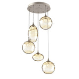 Misto Round Multi-Light Chandelier By Hammerton, Color: Amber, Number Of Lights: 5, Finish: Metallic Beige Silver