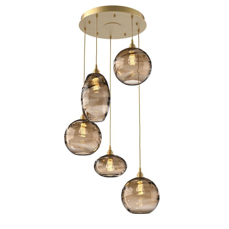 Misto Round Multi-Light Chandelier By Hammerton, Color: Bronze, Number Of Lights: 5, Finish: Gilded Brass