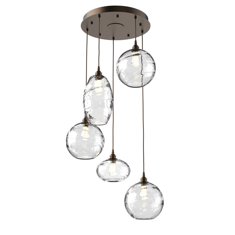 Misto Round Multi-Light Chandelier By Hammerton, Color: Clear, Number Of Lights: 5, Finish: Flat Bronze