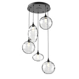 Misto Round Multi-Light Chandelier By Hammerton, Color: Clear, Number Of Lights: 5, Finish: Matte Black