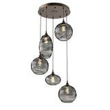 Misto Round Multi-Light Chandelier By Hammerton, Color: Smoke, Number Of Lights: 5, Finish: Flat Bronze