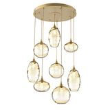 Misto Round Multi-Light Chandelier By Hammerton, Color: Amber, Number Of Lights: 8, Finish: Gilded Brass