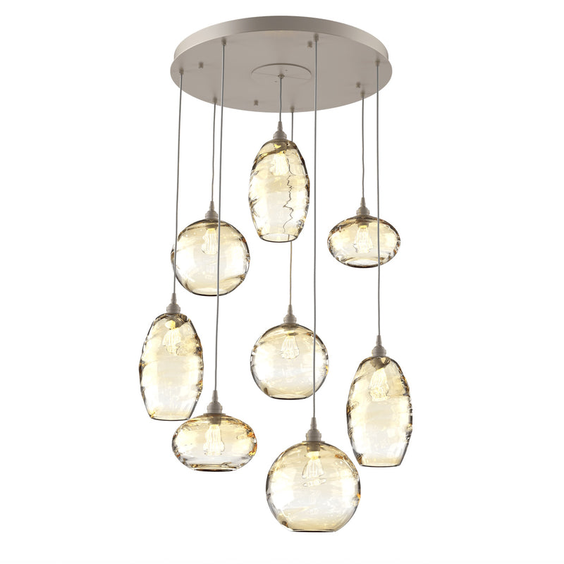 Misto Round Multi-Light Chandelier By Hammerton, Color: Amber, Number Of Lights: 8, Finish: Metallic Beige Silver