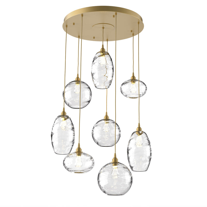 Misto Round Multi-Light Chandelier By Hammerton, Color: Clear, Number Of Lights: 8, Finish: Gilded Brass