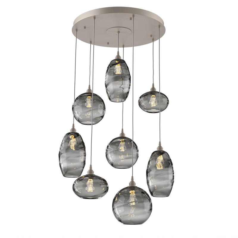 Misto Round Multi-Light Chandelier By Hammerton, Color: Smoke, Number Of Lights: 8, Finish: Beige Silver