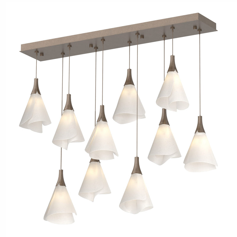 Mobius 10-Light Linear Suspension in Bronze, Standard by Hubbardton Forge