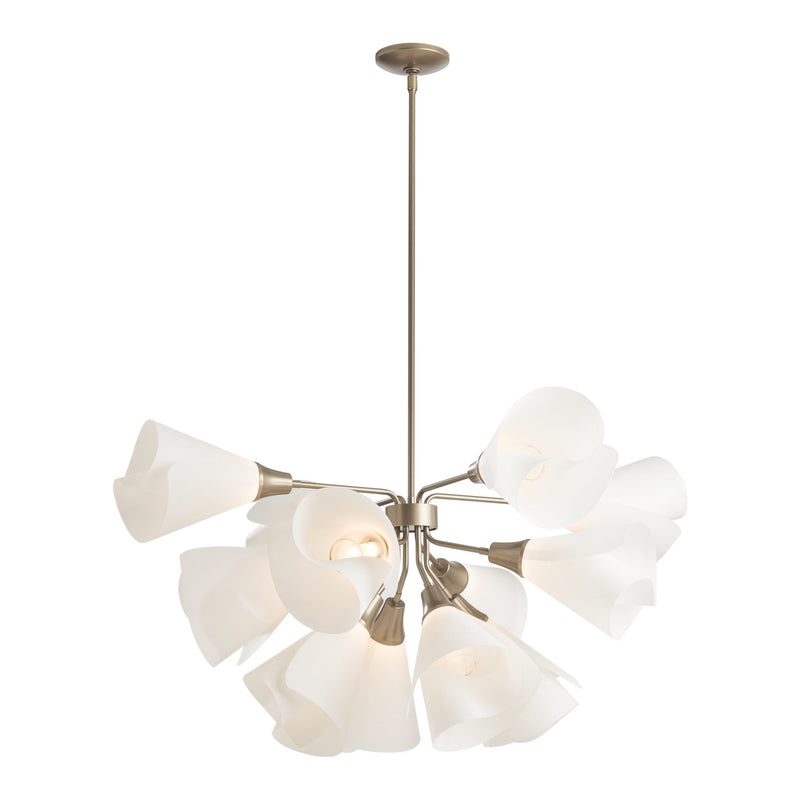 Mobius 12-Light Chandelier, shown in Soft Gold, by Hubbardton Forge