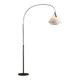 Mobius Arc Floor Lamp, shown in Dark Smoke, Spun Frost, by Hubbardton Forge