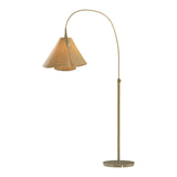 Mobius Arc Floor Lamp in Modern Brass, Cork Shade by Hubbardton Forge