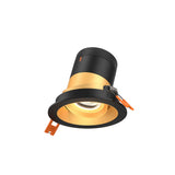 Moda 3” Gimbal Modular Recessed Light by Dals - Gold reflector, Round Black Trim