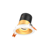 Moda 3” Gimbal Modular Recessed Light by Dals - Gold reflector, Round White Trim