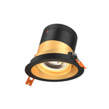 Moda 4” Gimbal Modular Recessed Light by Dals - Gold reflector, Round Black Trim