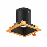 Moda 4” Square Modular Recessed Light by Dals - Black reflector, Square Gold Trim