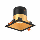 Moda 4” Square Modular Recessed Light by Dals - Gold reflector, Square Black Trim