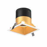 Moda 6” Square Modular Recessed Light by Dals - Gold reflector, Square White Trim
