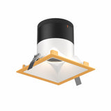 Moda 6” Square Modular Recessed Light by Dals - White reflector, Square Gold Trim