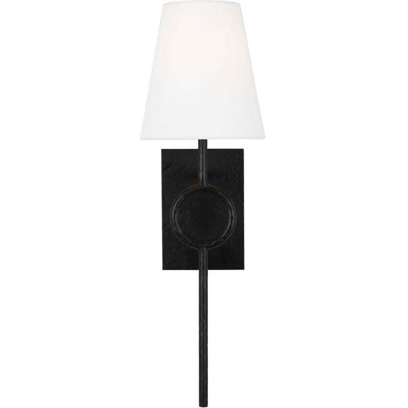 Montour Wall Sconce — 6 1/2", White Linen, Aged Iron