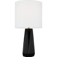 Moresby Table Lamp — 12", White Linen, Gloss Black
