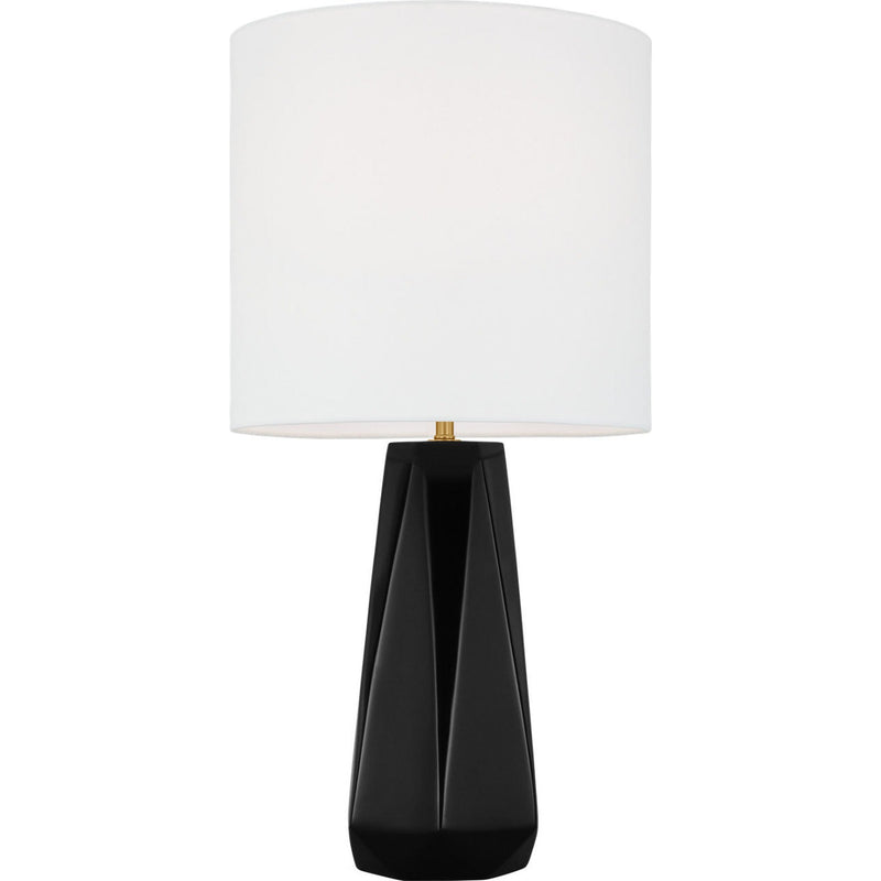 Moresby Table Lamp — 12", White Linen, Gloss Black