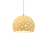 Muted Yellow-Beige Twisted Cord Perforated Medium Globe Pendant by Justice Design