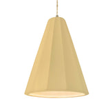 Muted Yellow-Beige Twisted Cord Tall Fluted Ceramic Pendant by Justice Design