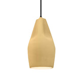 Muted Yellow-Black Cord Crease Tall Ceramic Pendant by Justice Design