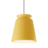 Muted Yellow Black Cord Trapezoid Tall Ceramic Pendant by Justice Design