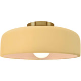 Muted Yellow Brushed Brass Ceramic Small Spire Semi-Flush by Justice Design