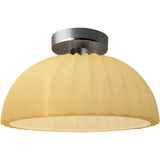 Muted Yellow Brushed Nickel Ceramic Pleated Dome Semi-Flush by Justice Design