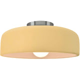 Muted Yellow Brushed Nickel Ceramic Small Spire Semi-Flush by Justice Design