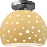 Muted Yellow Brushed Nickel Perforated Medium Globe Semi- Flush by Justice Design